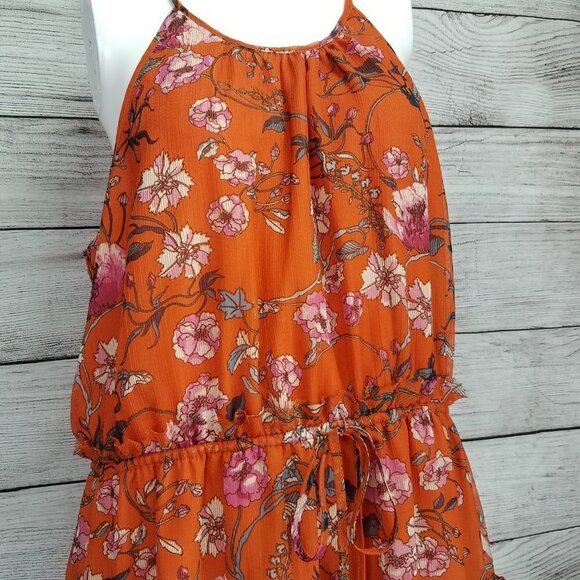 NEW Chelsea 28 XL Tiered Chiffon Fit & Flare Dress in Orange Floral - Picture 4 of 15